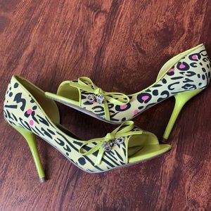 Sarah Jayne Yello Multi leopard shoes